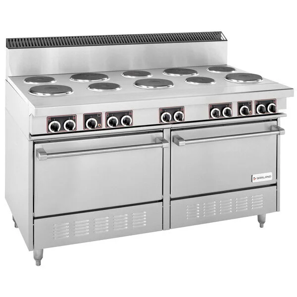 Scratch and Dent Garland SS684 Sentry Series 10 Sealed Burner Electric Restaurant Range with 2 Standard Ovens - 240V, 1 Phase, 33 kW Scratch and Dent Garland SS684 Sentry Series 10 Sealed Burner Electric Restaurant Range with 2 Standard Ovens - 240V, 1 Phase, 33 kW