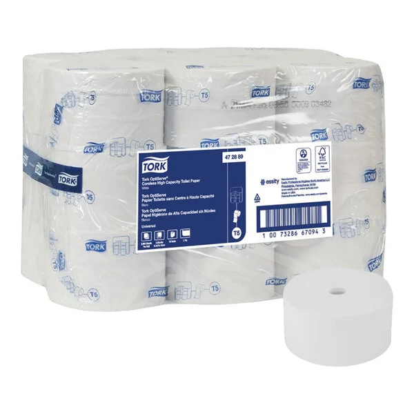 Tork OptiServe T5 Coreless 2,600 Sheet 1-Ply High-Capacity Universal Toilet Paper Roll - 18/Case