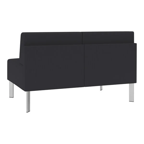 Lesro Luxe Lounge Series Patriot Plus Black Vinyl Loveseat with Steel Legs Lesro Luxe Lounge Series Patriot Plus Black Vinyl Loveseat with Steel Legs