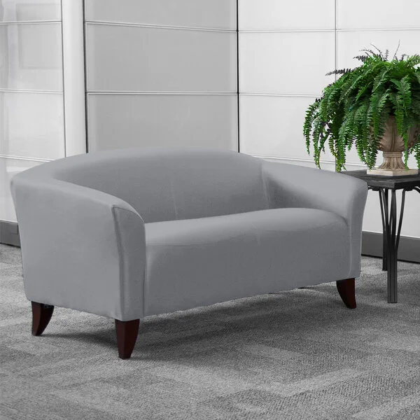 Flash Furniture 111-2-GY-GG Hercules Imperial Gray Leather Loveseat with Wooden Feet Flash Furniture 111-2-GY-GG Hercules Imperial Gray Leather Loveseat with Wooden Feet