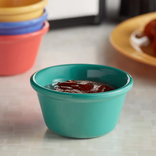 Elite Global Solutions B3134SM-MIX Brazil 4 oz. Assorted Colors Smooth Melamine Ramekin - 12/Case Elite Global Solutions B3134SM-MIX Brazil 4 oz. Assorted Colors Smooth Melamine Ramekin - 12/Case