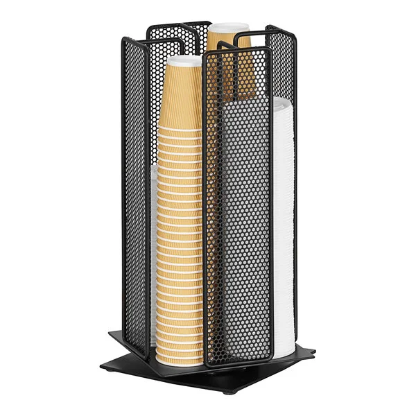 Cal-Mil Camden Black Metal 4-Section Revolving Countertop Cup / Lid Organizer 22910-115