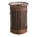Lancaster Table & Seating 45 Gallon Heavy-Duty Round Brown Steel Slatted Outdoor Trash Can with Flat Lid and Door Lancaster Table & Seating 45 Gallon Heavy-Duty Round Brown Steel Slatted Outdoor Trash Can with Flat Lid and Door