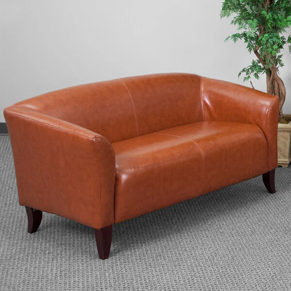 Flash Furniture 111-2-CG-GG Hercules Imperial Cognac Leather Loveseat with Wooden Feet Flash Furniture 111-2-CG-GG Hercules Imperial Cognac Leather Loveseat with Wooden Feet
