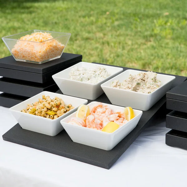 Vollrath V904937 Cubic 4 Bowl Black Wood Display Template Vollrath V904937 Cubic 4 Bowl Black Wood Display Template