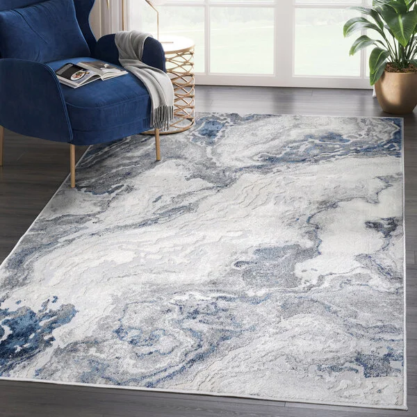 Abani Atlas Collection 4' x 6' Gray Contemporary Abstract Marble Area Rug Abani Atlas Collection 4' x 6' Gray Contemporary Abstract Marble Area Rug