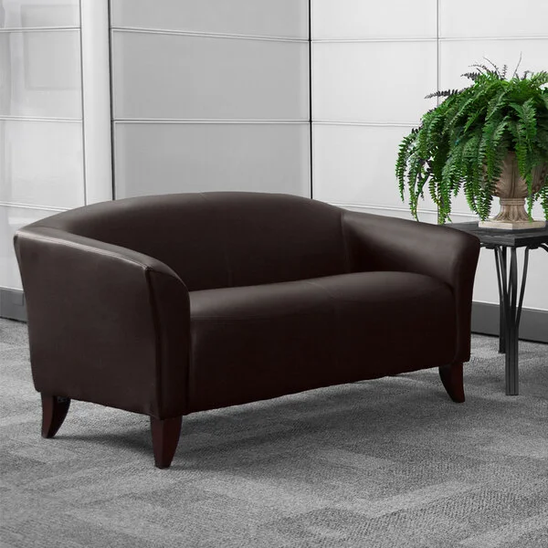 Flash Furniture 111-2-BN-GG Hercules Imperial Brown Leather Loveseat with Wooden Feet Flash Furniture 111-2-BN-GG Hercules Imperial Brown Leather Loveseat with Wooden Feet