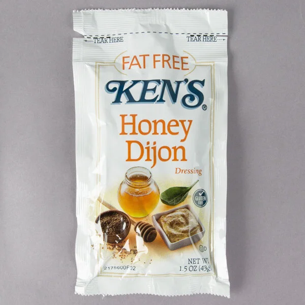 Ken's Foods 1.5 oz. Fat-Free Dijon Honey Mustard Dressing Packet - 60/Case Ken's Foods 1.5 oz. Fat-Free Dijon Honey Mustard Dressing Packet - 60/Case