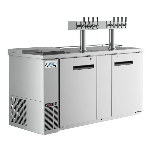 Avantco UDD-3-CT-S-8 Stainless Steel Kegerator / Beer Dispenser with (2) Quadruple Tap Tower and Club Top - (3) 1/2 Keg Capacity Avantco UDD-3-CT-S-8 Stainless Steel Kegerator / Beer Dispenser with (2) Quadruple Tap Tower and Club Top - (3) 1/2 Keg Capacity