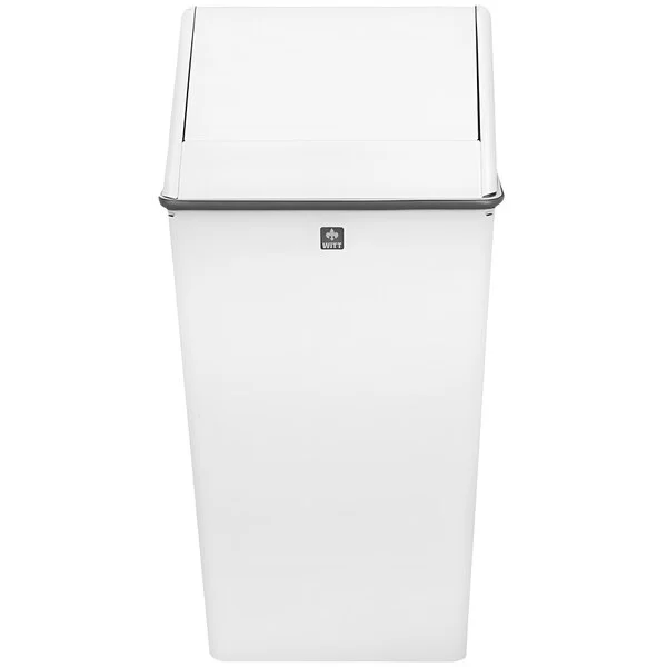 Witt Industries 1311HTWH 13 Gallon White Steel Decorative Trash Can with Swing Top Lid