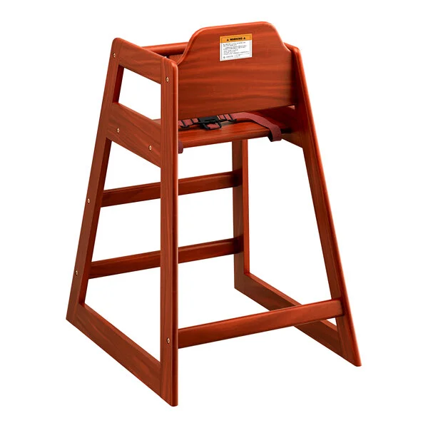 Lancaster Table & Seating Standard Height Wooden High Chair with Mahogany Finish - Unassembled Lancaster Table & Seating Standard Height Wooden High Chair with Mahogany Finish - Unassembled