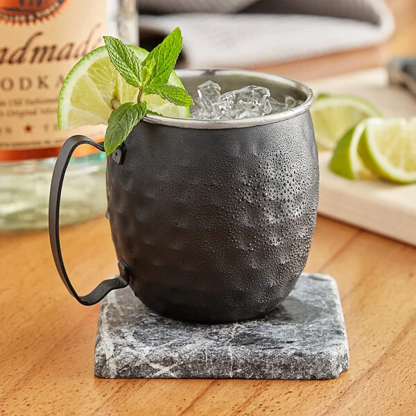 Acopa Alchemy 16 oz. Hammered Black Moscow Mule Mug - Sample