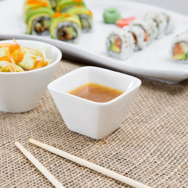 American Metalcraft PORB29 4 oz. White Square Porcelain Sauce Cup - 12/Case American Metalcraft PORB29 4 oz. White Square Porcelain Sauce Cup - 12/Case
