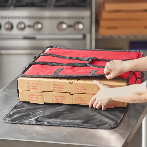 Choice Insulated Pizza Delivery Bag, Red Nylon, 20