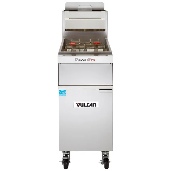 Vulcan 1VK65A-1 PowerFry5 65-70 lb. Natural Gas Floor Fryer with Solid State Analog Controls - 80,000 BTU