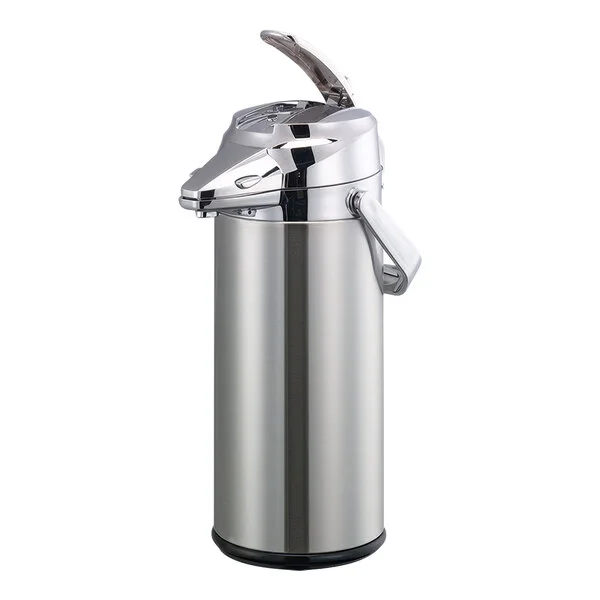 Service Ideas Signa-Air 2.2 Liter Stainless Steel Lined Brushed Stainless and Chrome Airpot with Lever and Flavor Indicator Tabs ENALS22SCH