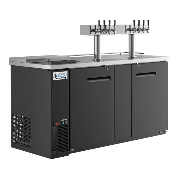 Avantco UDD-3-CT-8 Black Kegerator / Beer Dispenser with (2) Quadruple Tap Tower and Club Top - (3) 1/2 Keg Capacity Avantco UDD-3-CT-8 Black Kegerator / Beer Dispenser with (2) Quadruple Tap Tower and Club Top - (3) 1/2 Keg Capacity