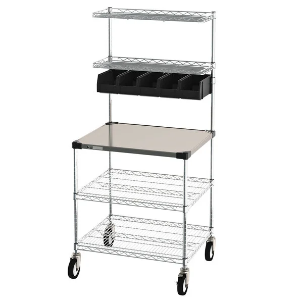 Metro CR2430DSS Drive-Thru Order Prep Station with Stainless Steel Shelving - 31 3/4