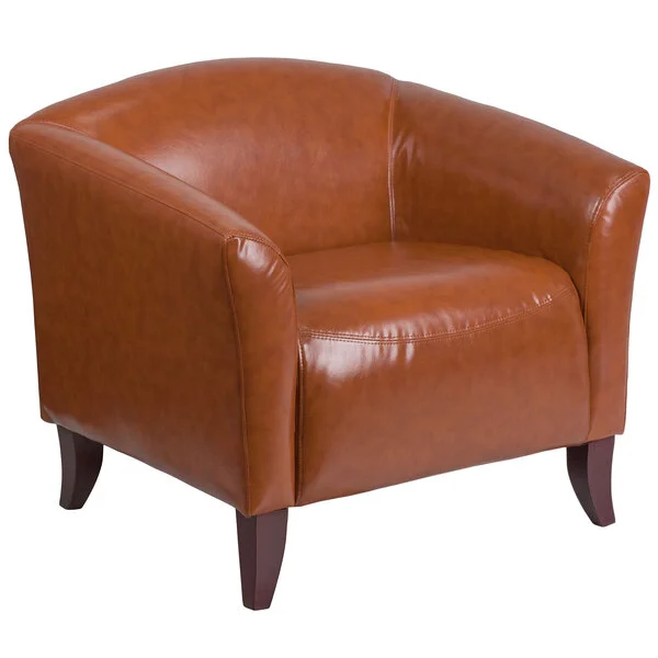 Flash Furniture 111-1-CG-GG Hercules Imperial Cognac Leather Chair with Wooden Feet Flash Furniture 111-1-CG-GG Hercules Imperial Cognac Leather Chair with Wooden Feet
