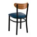 Lancaster Table & Seating Boomerang Black Finish Chair with Navy Vinyl Seat and Vintage Wood Back - Unassembled