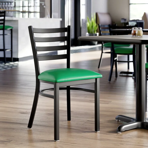 Lancaster Table & Seating Black Finish Ladder Back Chair with 2 1/2 Lancaster Table & Seating Black Finish Ladder Back Chair with 2 1/2