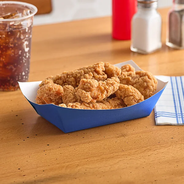 #200 2 lb. Solid Blue Paper Food Tray - 250/Pack #200 2 lb. Solid Blue Paper Food Tray - 250/Pack