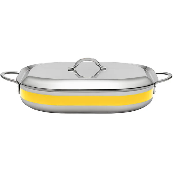 Bon Chef Country French X 5 Qt. Yellow Stainless Steel Roasting Pan - 71023-CF2-Y Bon Chef Country French X 5 Qt. Yellow Stainless Steel Roasting Pan - 71023-CF2-Y