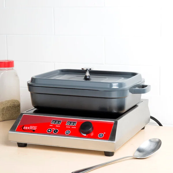 GET Heiss 5 Qt. Gray Enamel Coated Cast Aluminum Roasting Pan with Lid - 12 7/8
