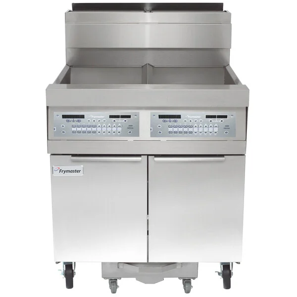 Frymaster SCFHD250G 100 lb. 2 Unit Liquid Propane Floor Fryer System with Thermatron Controls and Filtration System - 200,000 BTU