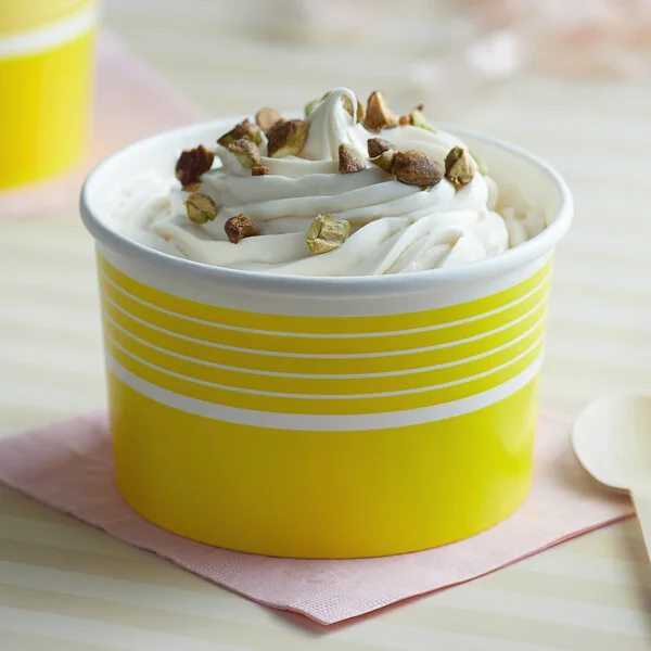 Choice 16 oz. Yellow Paper Frozen Yogurt / Soup / Food Cup - 50/Pack Choice 16 oz. Yellow Paper Frozen Yogurt / Soup / Food Cup - 50/Pack