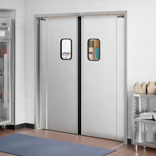 Regency Double Aluminum Swinging Traffic Door with 9 Regency Double Aluminum Swinging Traffic Door with 9