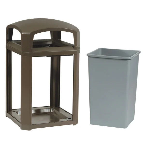 Rubbermaid® FG397000SBLE Landmark Series Classic Container Sable Square Polycarbonate Dome Top Frame with FG395800 Rigid Plastic Liner 35 Gallon Rubbermaid® FG397000SBLE Landmark Series Classic Container Sable Square Polycarbonate Dome Top Frame with FG395800 Rigid Plastic Liner 35 Gallon