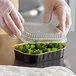 Choice Heavy Duty Smoothwall Black and Gold Mini Oblong Foil Take-Out Pan with Dome Lid 16 oz. - 100/Case Choice Heavy Duty Smoothwall Black and Gold Mini Oblong Foil Take-Out Pan with Dome Lid 16 oz. - 100/Case