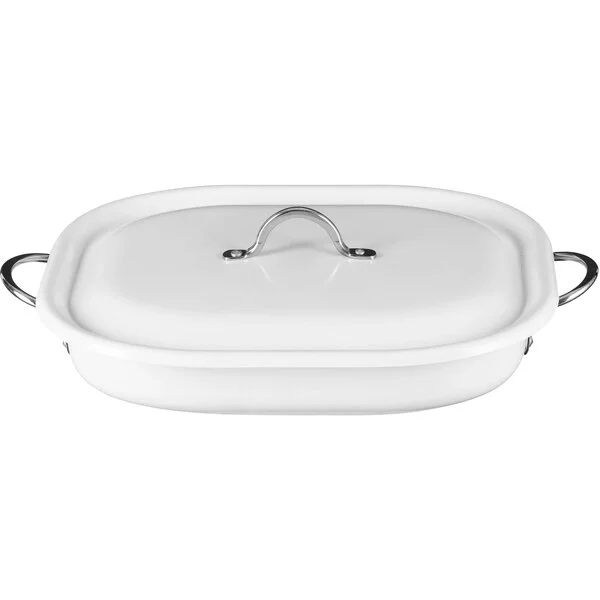 Bon Chef Country French X 5 Qt. Ombre White Roasting Pan with Cover 73023-OM-W Bon Chef Country French X 5 Qt. Ombre White Roasting Pan with Cover 73023-OM-W