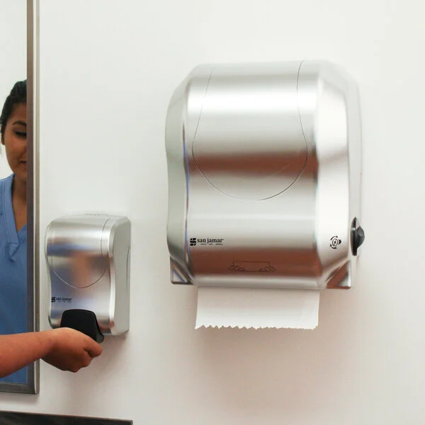 San Jamar T7470SS Simplicity Essence Summit Stainless Steel Look Hands Free Paper Towel Dispenser San Jamar T7470SS Simplicity Essence Summit Stainless Steel Look Hands Free Paper Towel Dispenser