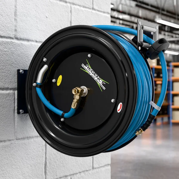 Regency Open Powder-Coated Steel Air / Water Hose Reel with 100' x 3/8