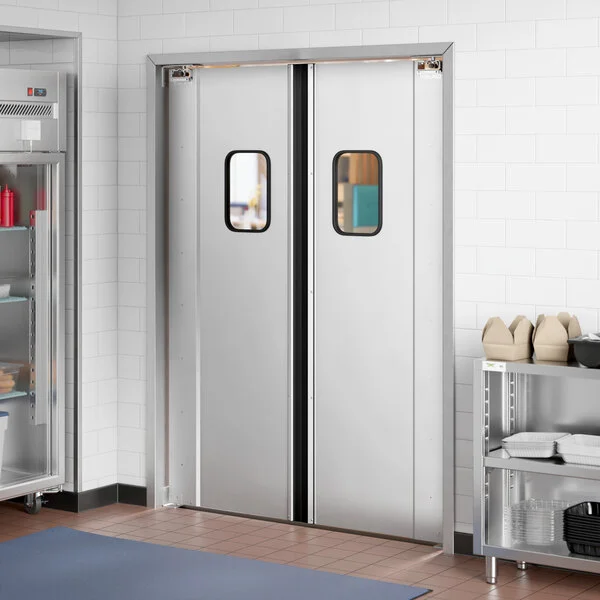 Regency Double Aluminum Swinging Traffic Door with 9 Regency Double Aluminum Swinging Traffic Door with 9