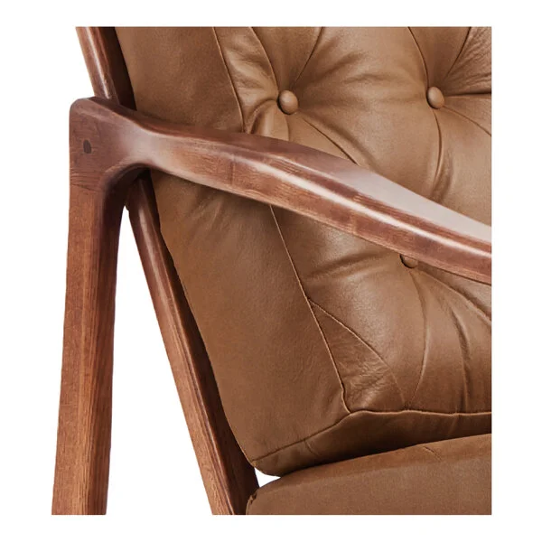 QA Group Mid-Century Modern Brown Faux Leather Tufted Lordelo Lounge Loveseat with Natural Wooden Frame QA Group Mid-Century Modern Brown Faux Leather Tufted Lordelo Lounge Loveseat with Natural Wooden Frame