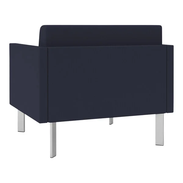 Lesro Luxe Lounge Series Open House Navy Fabric Bariatric Guest Arm Chair with Steel Legs Lesro Luxe Lounge Series Open House Navy Fabric Bariatric Guest Arm Chair with Steel Legs