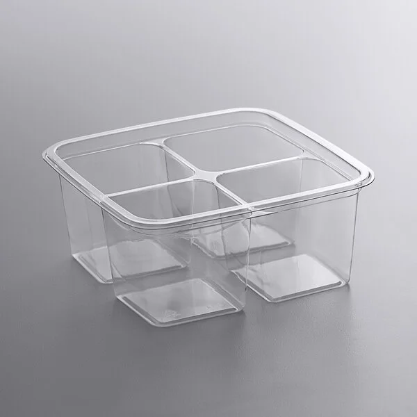 Fabri-Kal S6-4 Alur On-The-Go 4-Compartment Clear PET Container - 300/Case Fabri-Kal S6-4 Alur On-The-Go 4-Compartment Clear PET Container - 300/Case