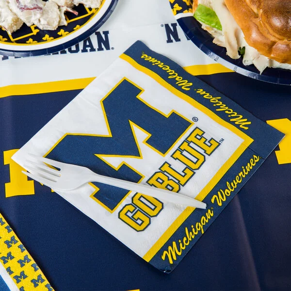 Creative Converting 331400 University of Michigan 2-Ply 1/4 Fold Luncheon Napkin - 240/Case