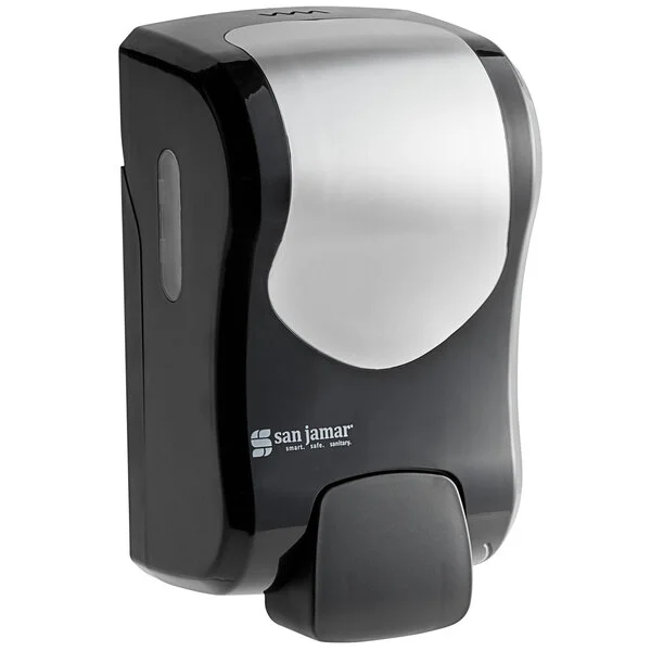 San Jamar S970BKSS Summit Rely Black Manual Hand Soap, Sanitizer, and Lotion Dispenser - 5 3/16 San Jamar S970BKSS Summit Rely Black Manual Hand Soap, Sanitizer, and Lotion Dispenser - 5 3/16