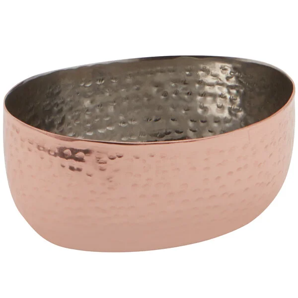 American Metalcraft HSC4 4 oz. Oval Hammered Copper Stainless Steel Sauce Cup - 4/Case American Metalcraft HSC4 4 oz. Oval Hammered Copper Stainless Steel Sauce Cup - 4/Case