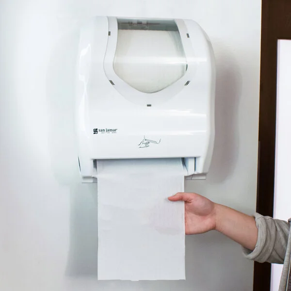 San Jamar T8370WHCL Hybrid Summit White Clear Hands Free Paper Towel Dispenser San Jamar T8370WHCL Hybrid Summit White Clear Hands Free Paper Towel Dispenser