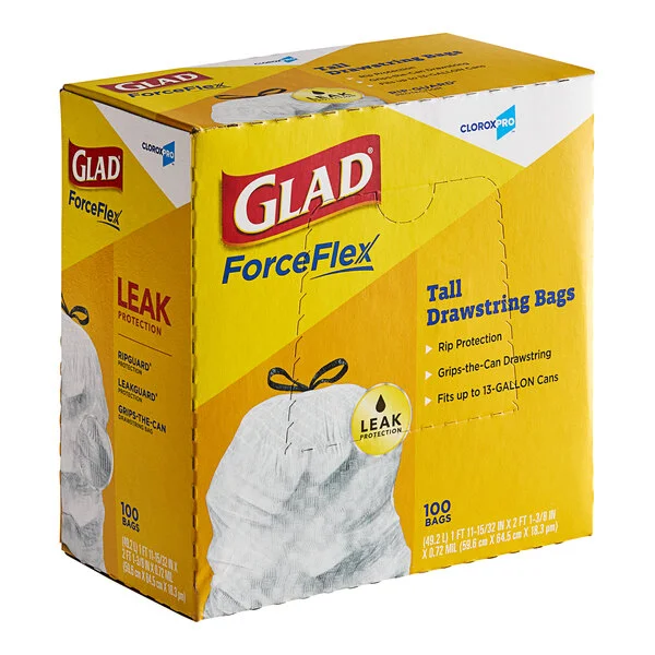 Glad® CloroxPro® ForceFlex CLO78526CT 13 Gallon 0.72 Mil 24 Glad® CloroxPro® ForceFlex CLO78526CT 13 Gallon 0.72 Mil 24