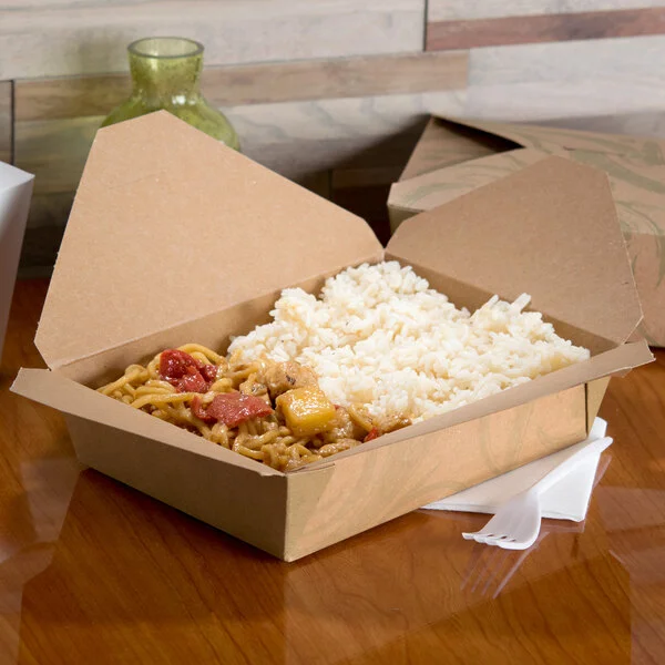 Fold-Pak 03BPSONOMM Bio-Plus-Earth Sonoma Microwavable Paper #3 Take-Out Containers 7 3/4