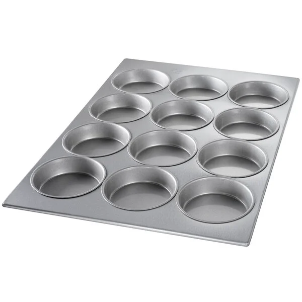 Chicago Metallic 45355 12 Cup 16.5 oz. Glazed Aluminized Steel Mini Cake / Jumbo Muffin Pan - 18