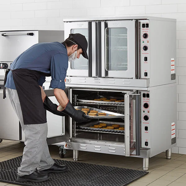 Cooking Performance Group FEC-200-BK Double Deck Standard Depth Full Size Electric Convection Oven - 208V, 1 Phase, 11 kW Cooking Performance Group FEC-200-BK Double Deck Standard Depth Full Size Electric Convection Oven - 208V, 1 Phase, 11 kW