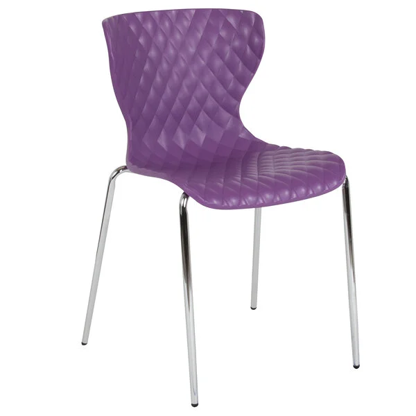 Flash Furniture LF-7-07C-PUR-GG Lowell Contemporary Purple Plastic Stackable Chair Flash Furniture LF-7-07C-PUR-GG Lowell Contemporary Purple Plastic Stackable Chair