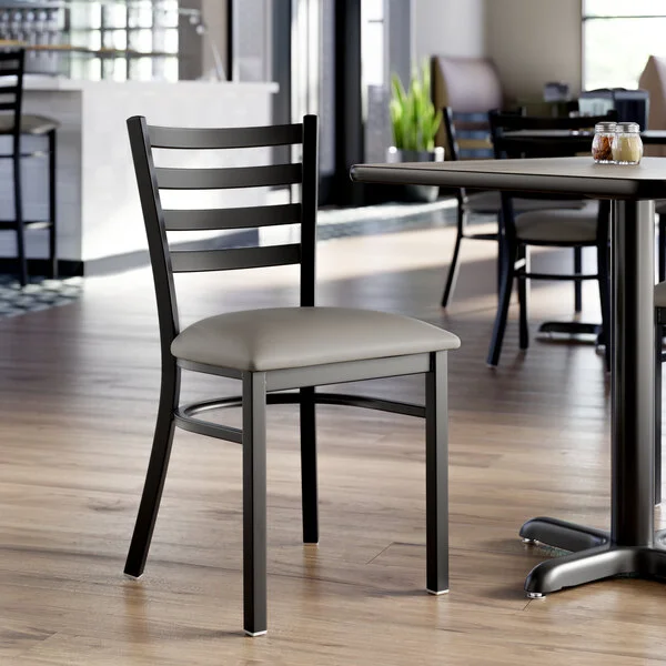 Lancaster Table & Seating Black Finish Ladder Back Chair with 2 1/2 Lancaster Table & Seating Black Finish Ladder Back Chair with 2 1/2